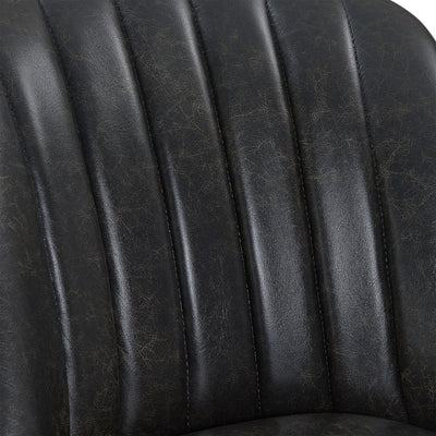 26" Brown and Gray Faux Leather and Solid Wood Counter Height Swivel Bar Chair