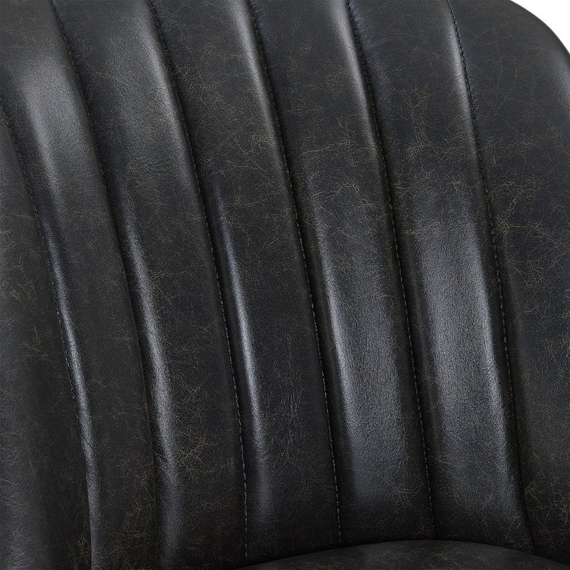 26" Brown and Gray Faux Leather and Solid Wood Counter Height Swivel Bar Chair