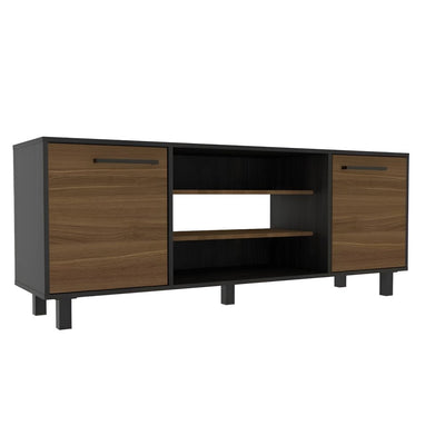 59" Black And Brown Wood TV Stand