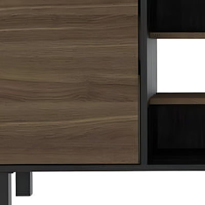 59" Black And Brown Wood TV Stand