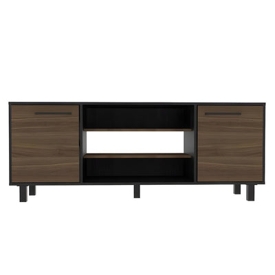 59" Black And Brown Wood TV Stand