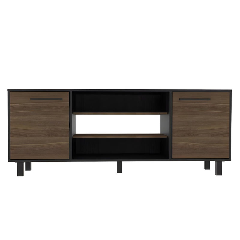 59" Black And Brown Wood TV Stand