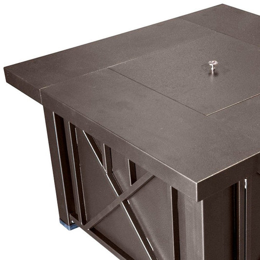 40000 BTU 38" Antiqued Bronze Steel Propane Square Fire pit table With Cover