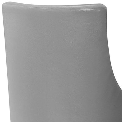 Set of Two 29" Gray and White Faux Leather and Solid Wood Bar Height Swivel Bar Chairs