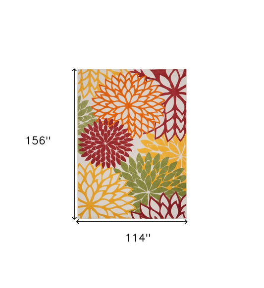 10' X 13' Red And Ivory Indoor Outdoor Area Rug