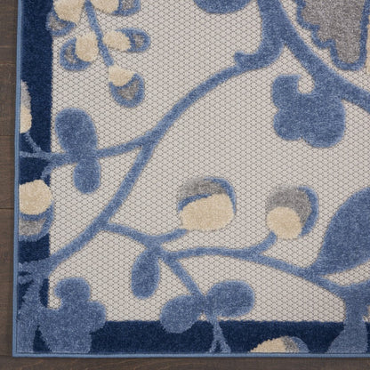 10' X 13' Blue And Gray Indoor Outdoor Area Rug