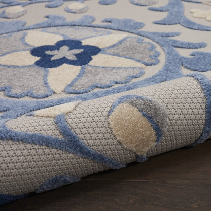 10' X 13' Blue And Gray Indoor Outdoor Area Rug