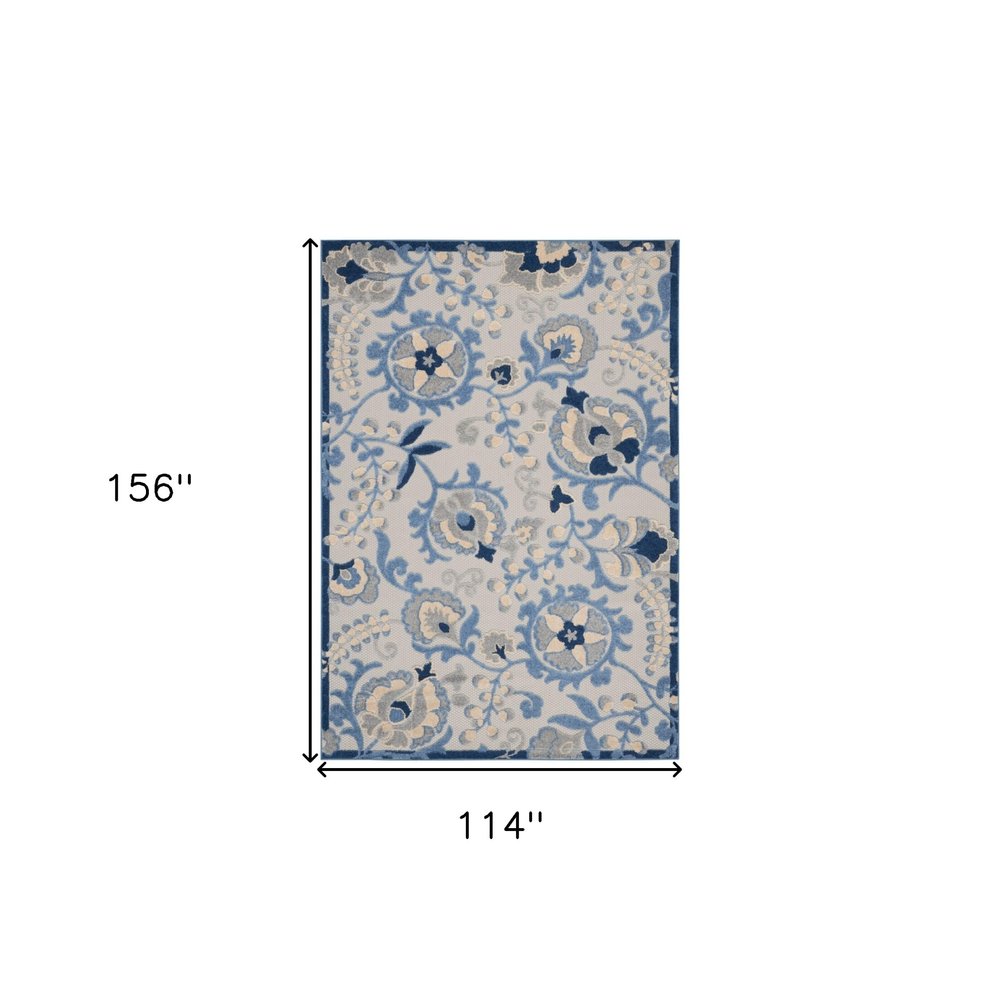 10' X 13' Blue And Gray Indoor Outdoor Area Rug