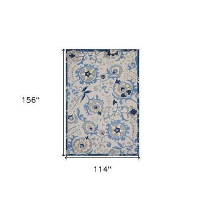 10' X 13' Blue And Gray Indoor Outdoor Area Rug