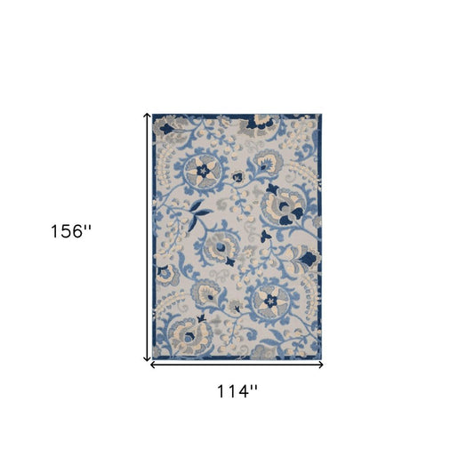 10' X 13' Blue And Gray Indoor Outdoor Area Rug