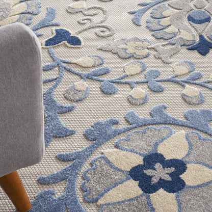 10' X 13' Blue And Gray Indoor Outdoor Area Rug