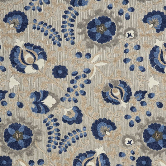 10' X 13' Blue And Gray Indoor Outdoor Area Rug