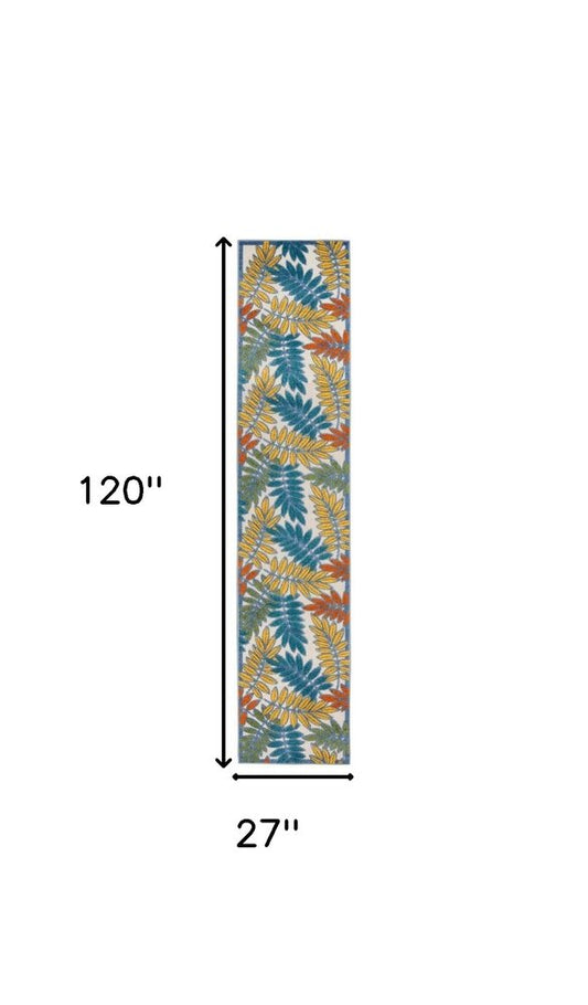 10' Ivory Indoor Outdoor Runner Rug