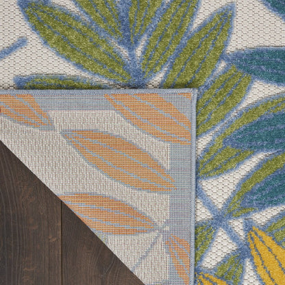 3' X 4' Ivory And Blue Indoor Outdoor Area Rug