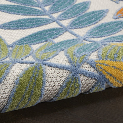 3' X 4' Ivory And Blue Indoor Outdoor Area Rug