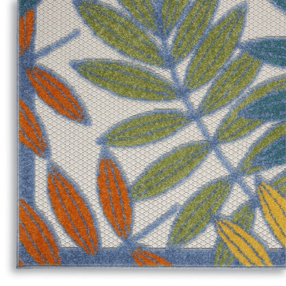 3' X 4' Ivory And Blue Indoor Outdoor Area Rug