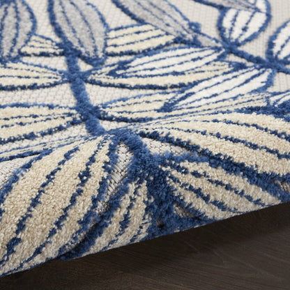 3' X 4' Ivory And Blue Indoor Outdoor Area Rug