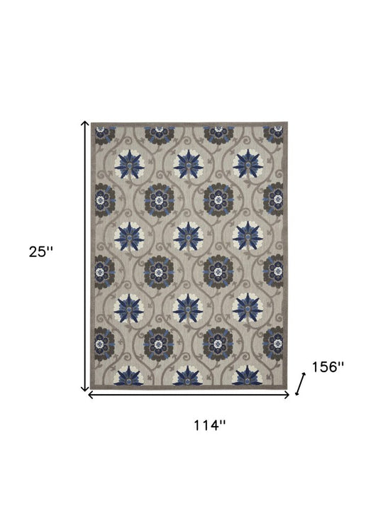 10' X 13' Blue And Gray Indoor Outdoor Area Rug