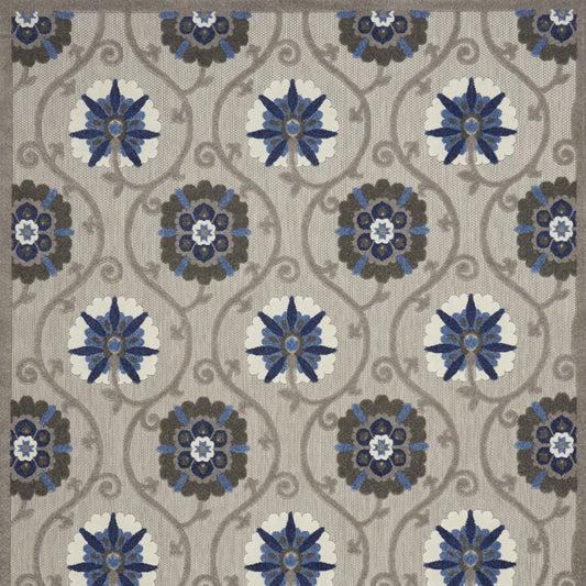 10' X 13' Blue And Gray Indoor Outdoor Area Rug