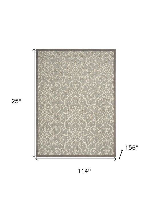 10' X 13' Gray And Ivory Indoor Outdoor Area Rug