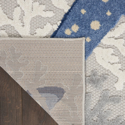 3' X 4' Blue And Gray Indoor Outdoor Area Rug