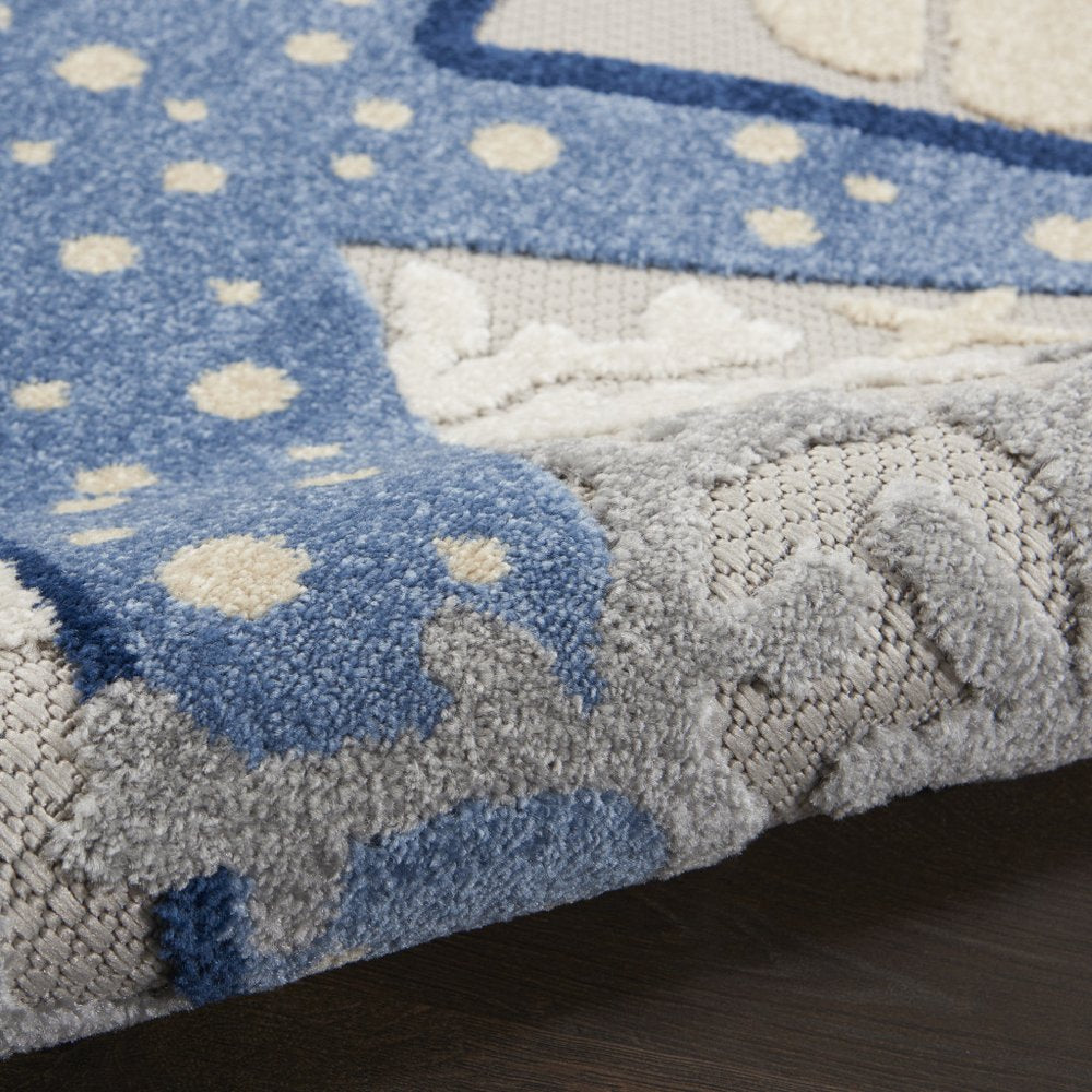 3' X 4' Blue And Gray Indoor Outdoor Area Rug