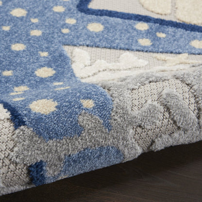 3' X 4' Blue And Gray Indoor Outdoor Area Rug