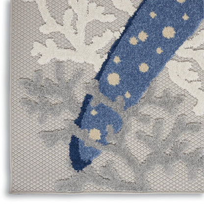 3' X 4' Blue And Gray Indoor Outdoor Area Rug