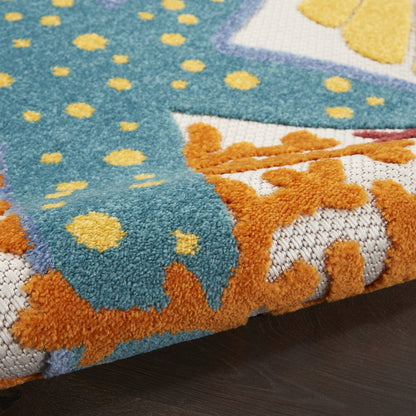3' X 4' Blue And Yellow Indoor Outdoor Area Rug