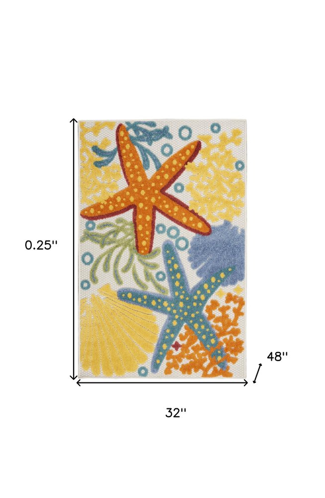 3' X 4' Blue And Yellow Indoor Outdoor Area Rug