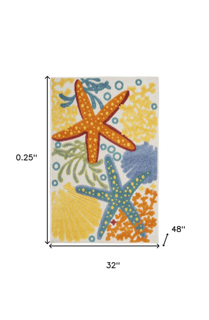 3' X 4' Blue And Yellow Indoor Outdoor Area Rug