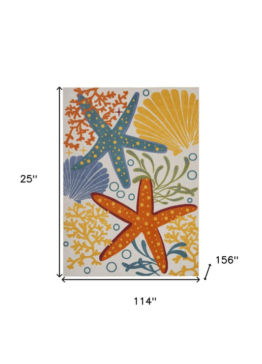 10' X 13' Blue And Yellow Indoor Outdoor Area Rug