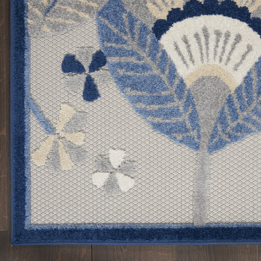 3' X 4' Blue And Gray Indoor Outdoor Area Rug