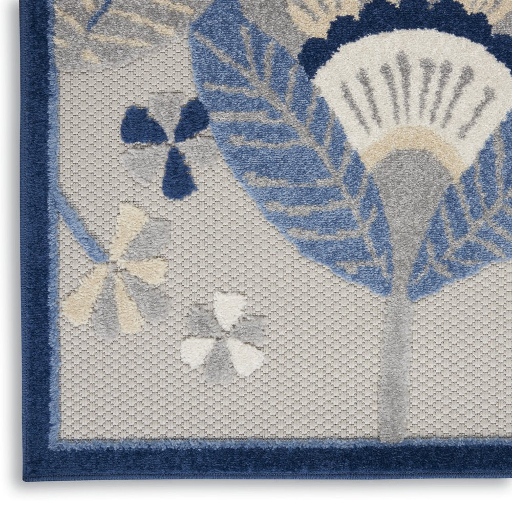 3' X 4' Blue And Gray Indoor Outdoor Area Rug