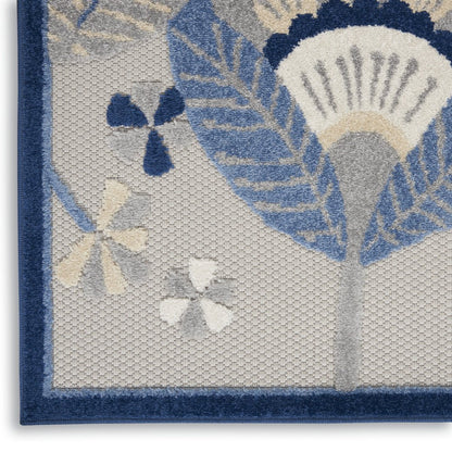 3' X 4' Blue And Gray Indoor Outdoor Area Rug