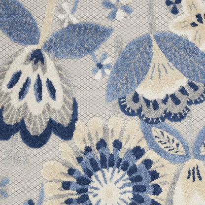 3' X 4' Blue And Gray Indoor Outdoor Area Rug