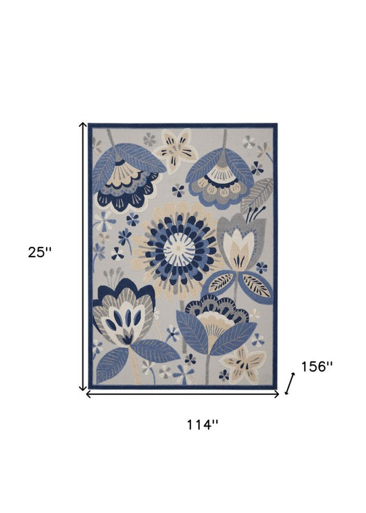 10' X 13' Blue And Gray Indoor Outdoor Area Rug