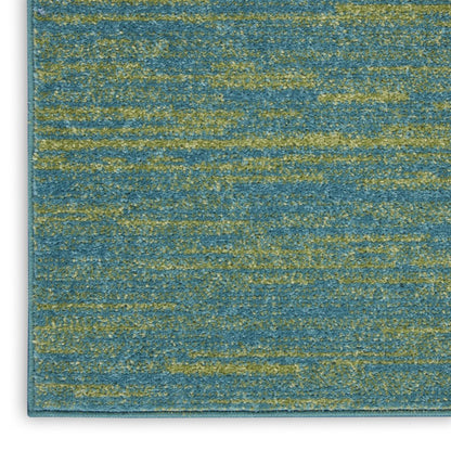 7' Blue And Green Square Indoor Outdoor Area Rug