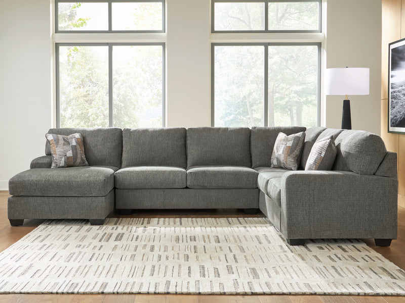 Evee Outdoor & More - Ashley Furniture - Revenna Sectional - RAF 3-Piece Sectional with Chaise / Greystone - PC48405S1