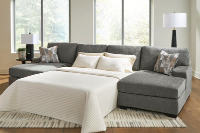 Evee Outdoor & More - Ashley Furniture - Revenna Sectional - RAF 3-Piece Sleeper Sectional with Double Chaise / Greystone - PC48405S7