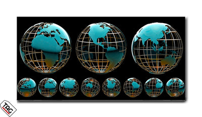 Aqua Metallic Globe Art - Modern Wall D√©cor