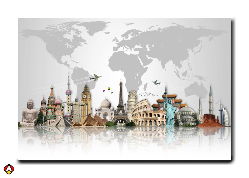 World Landmarks Map - Iconic Global Destinations Wall Art