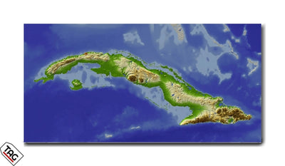 Cuba Topographic Map - Detailed Wall Art