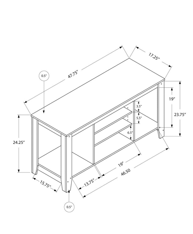 48" Brown Open Shelving TV Stand