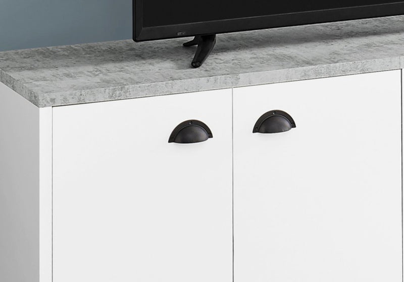 60" White Cabinet Enclosed Storage TV Stand