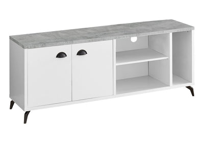 60" White Cabinet Enclosed Storage TV Stand