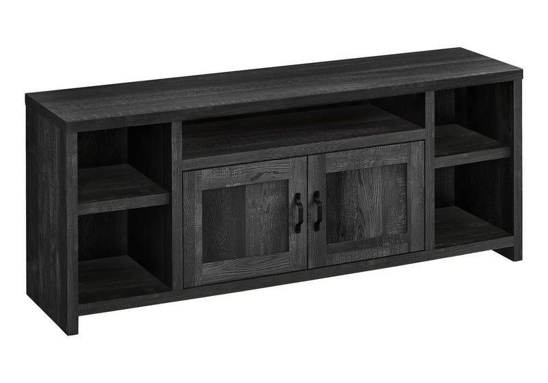 59" Black Cabinet Enclosed Storage TV Stand