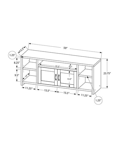 59" Black Cabinet Enclosed Storage TV Stand