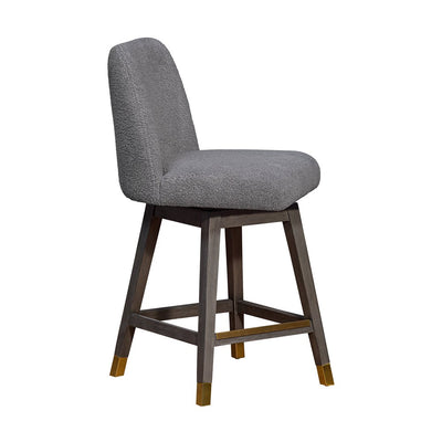 26" Gray Solid Wood Swivel Bar Chair
