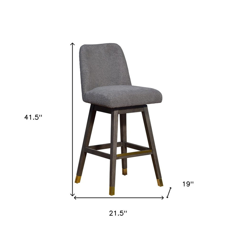 30" Gray Solid Wood Bar Height Swivel Bar Chair